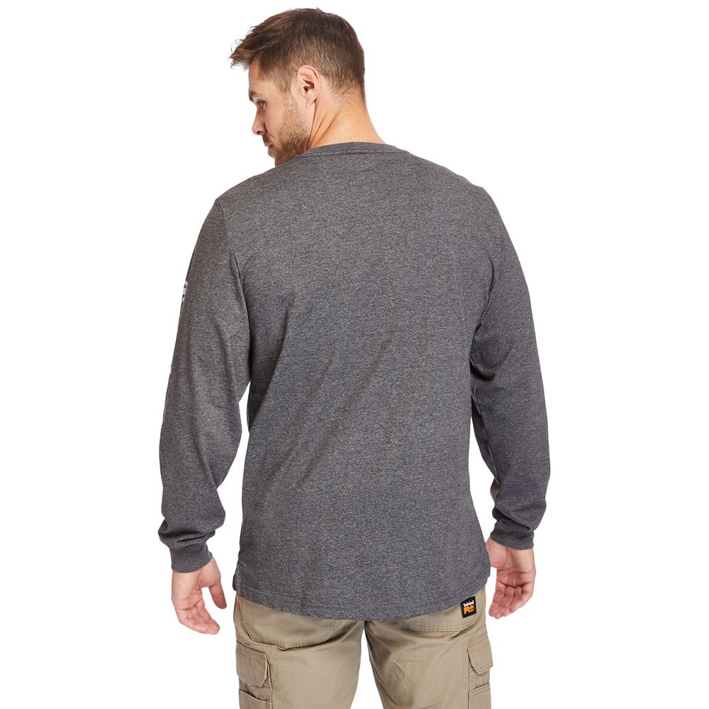 Timberland Mens T-Shirts PRO® Big & Tall Base Plate Long-Sleeve Wicking - Dark Grey - India SF706145